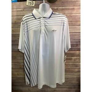 NWT Greg Norman For Tasso Elba Play Dry Polo Golf Shirt Size 2XL White Blue